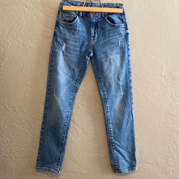 Zara Kids Distressed Blue Denim Jean Pants Size 9 - Picture 1 of 9